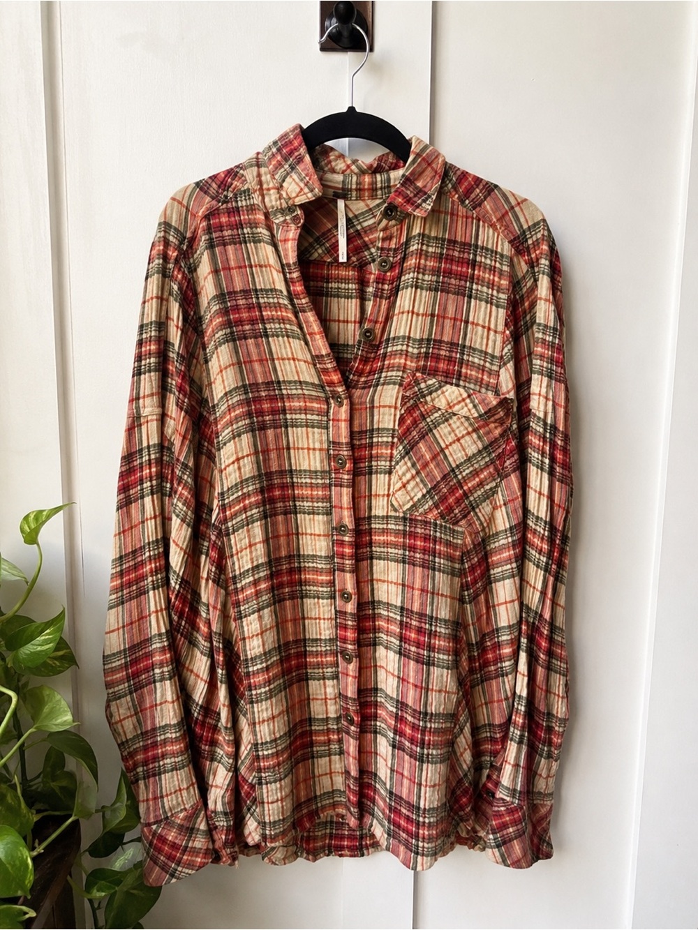 Free People Plaid Button Front Flannel Shirt